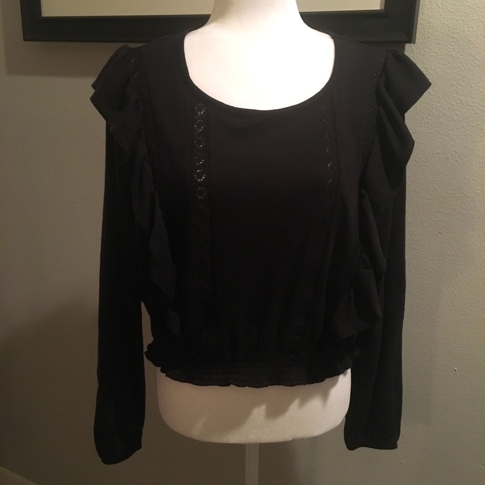 Arizona Jean Co. long sleeve blouse w/ruffle, JXL.